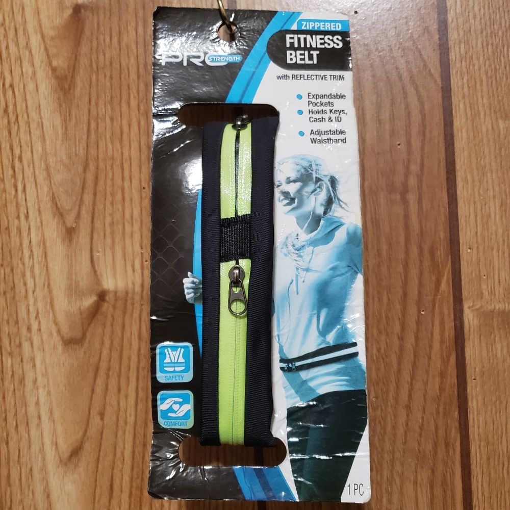 zippered Fitness Belt with reflective trim Pro strength